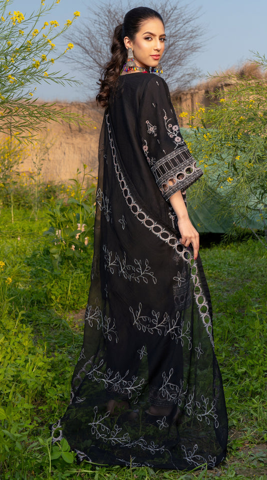 Rang-e-Falak by Saimb - Stitched Embroidered 3PC Crinkle Chiffon