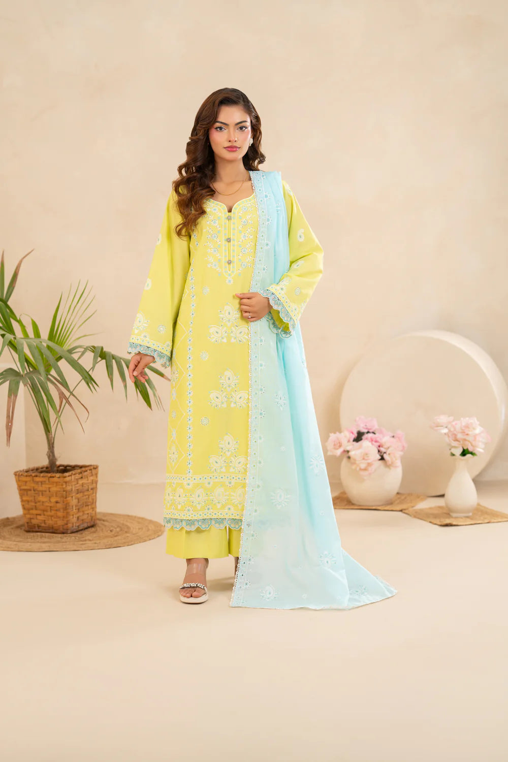Zunaira Zamal-3PC-Embroidery Unstitch Lawn (Lime)