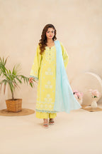 Zunaira Zamal-3PC-Embroidery Unstitch Lawn (Lime)