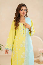 Zunaira Zamal-3PC-Embroidery Unstitch Lawn (Lime)