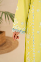 Zunaira Zamal-3PC-Embroidery Unstitch Lawn (Lime)