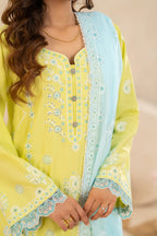 Zunaira Zamal-3PC-Embroidery Unstitch Lawn (Lime)