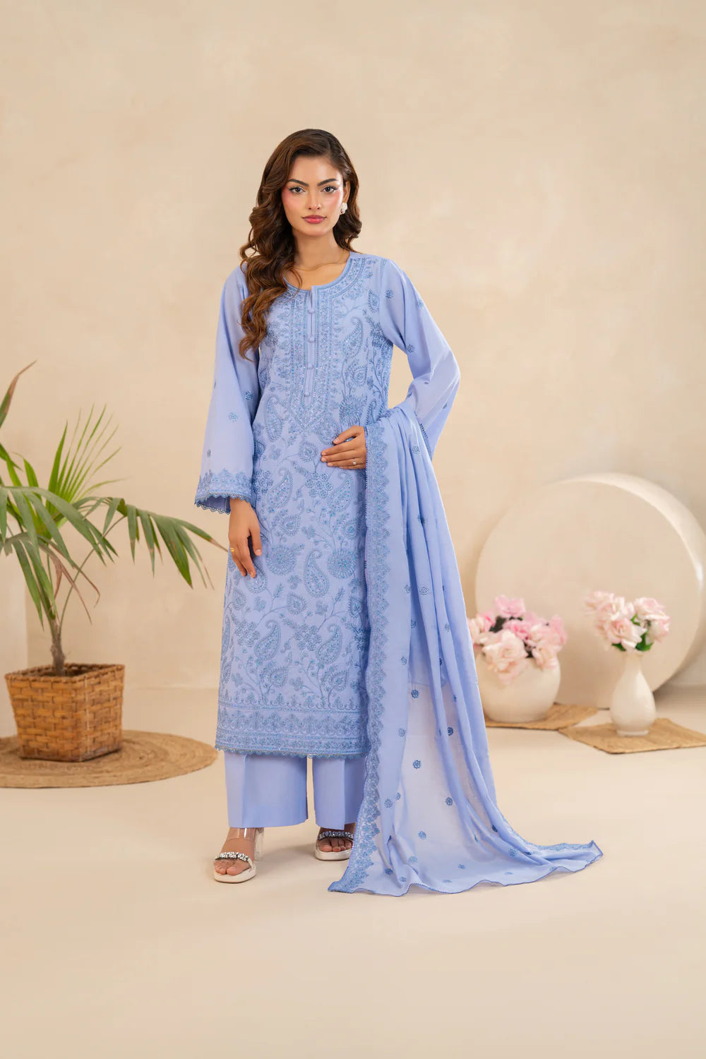 Zunaira Zamal-3PC-Embroidery Unstitch Lawn (Lavender)