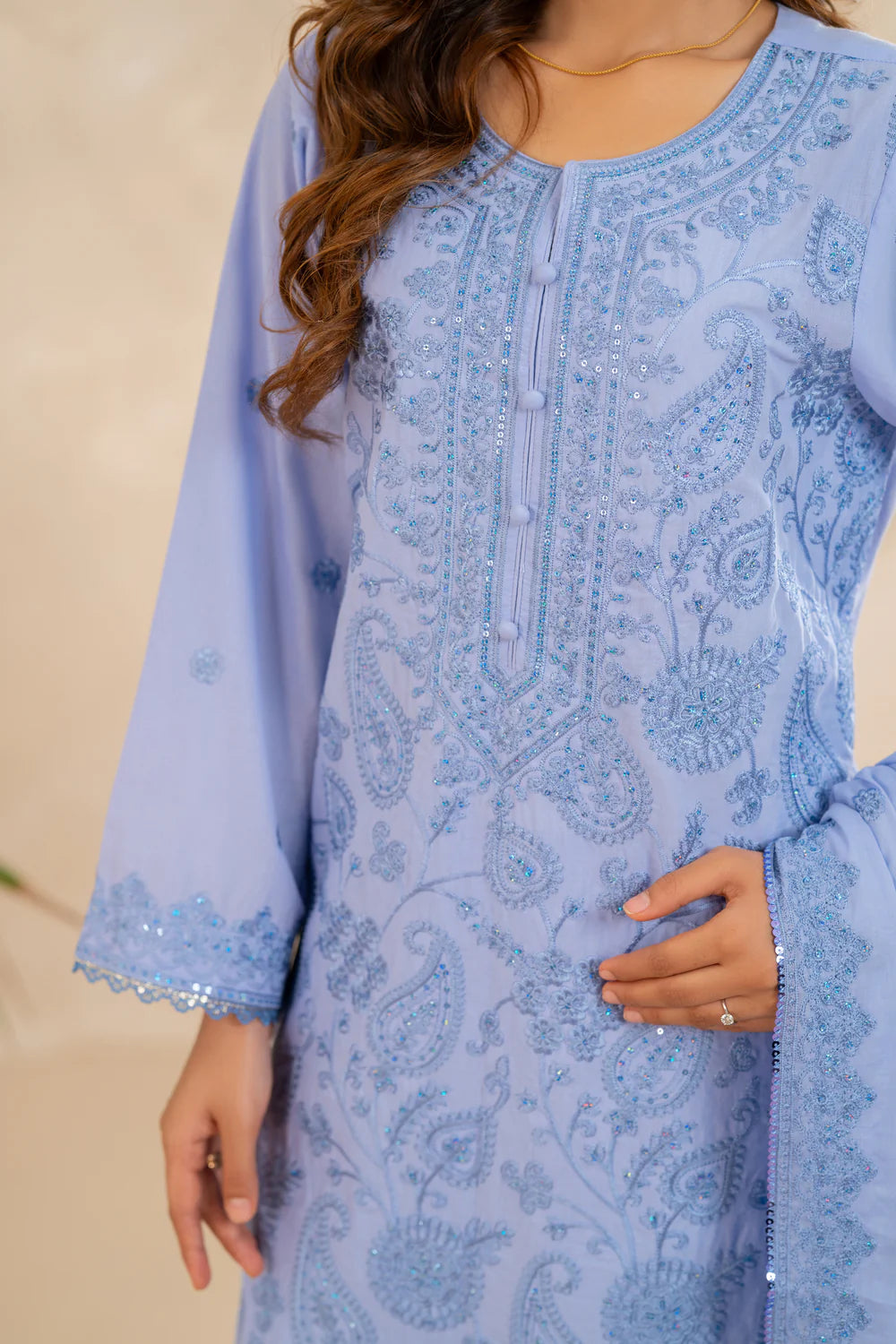Zunaira Zamal-3PC-Embroidery Unstitch Lawn (Lavender)