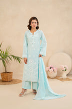 Zunaira Zamal-3PC-Embroidery Unstitch Lawn (Light Blue)
