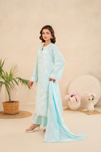 Zunaira Zamal-3PC-Embroidery Unstitch Lawn (Light Blue)