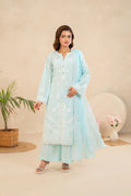 Zunaira Zamal-3PC-Embroidery Unstitch Lawn (Light Blue)