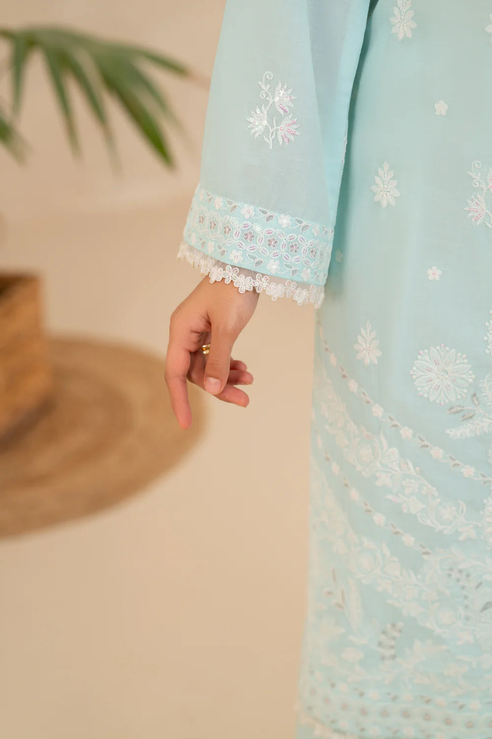 Zunaira Zamal-3PC-Embroidery Unstitch Lawn (Light Blue)