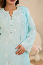 Zunaira Zamal-3PC-Embroidery Unstitch Lawn (Light Blue)