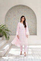 Zunaira Zamal-3PC-Embroidery Unstitch Lawn (Pink)