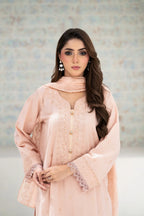 Zunaira Zamal-3PC-Embroidery Unstitch Lawn (Lite peach)