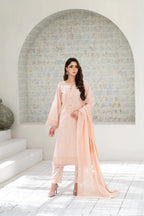 Zunaira Zamal-3PC-Embroidery Unstitch Lawn (Lite peach)