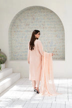 Zunaira Zamal-3PC-Embroidery Unstitch Lawn (Lite peach)