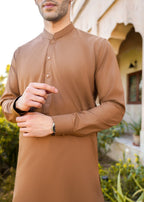 Gul Ahmed Men’s Unstitched Wash & Wear Unstitched Suit (Light Brown)