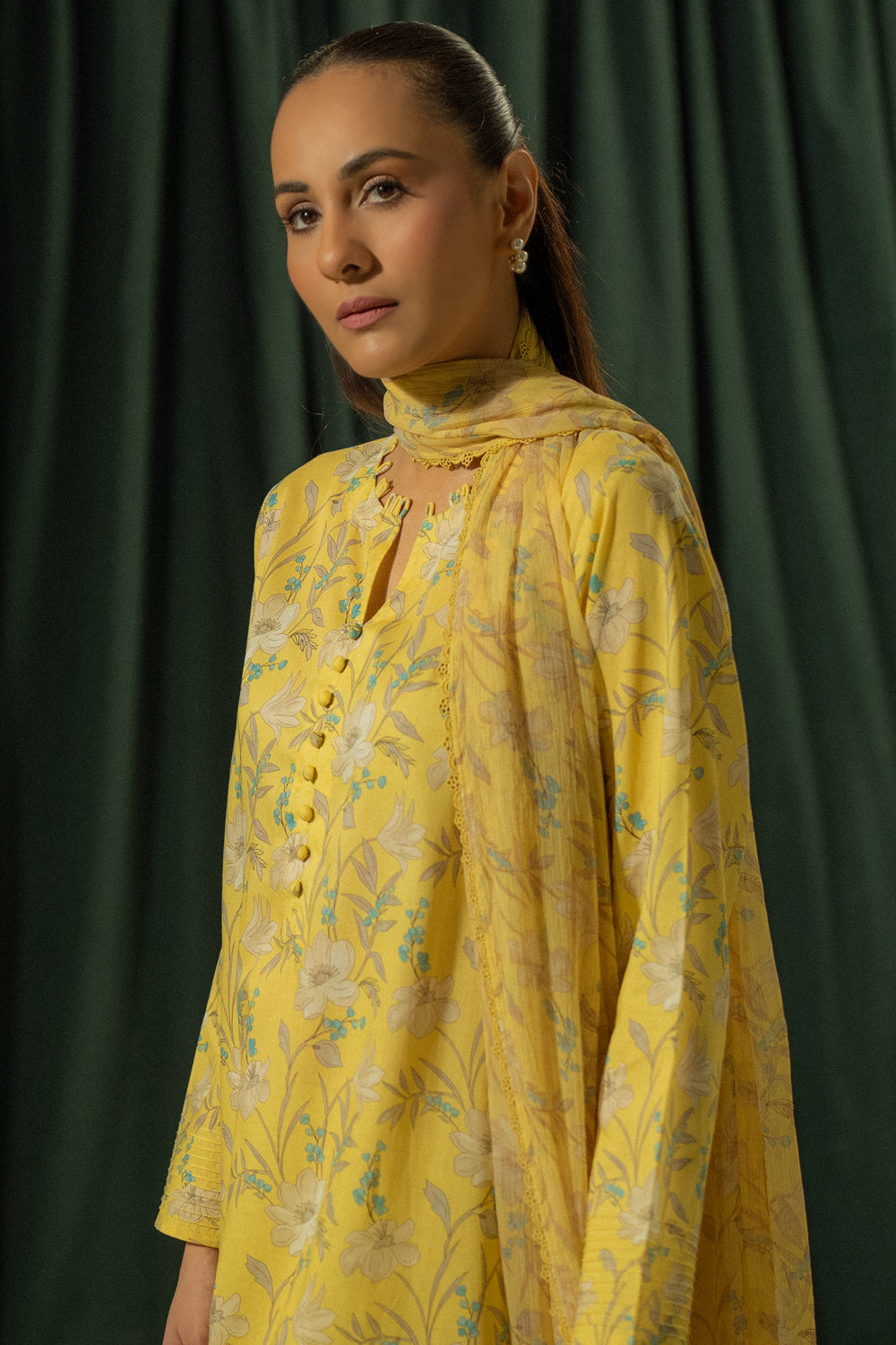 Ego Slide Away – 3PC Unstitched Lawn (Yellow)