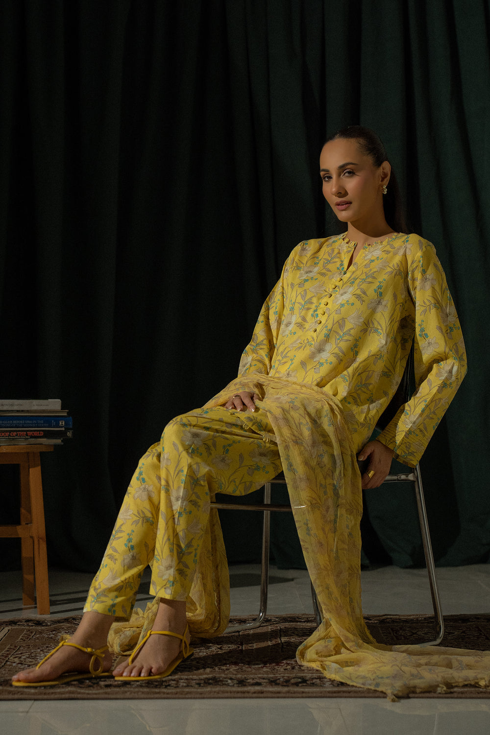 Ego Slide Away – 3PC Unstitched Lawn (Yellow)