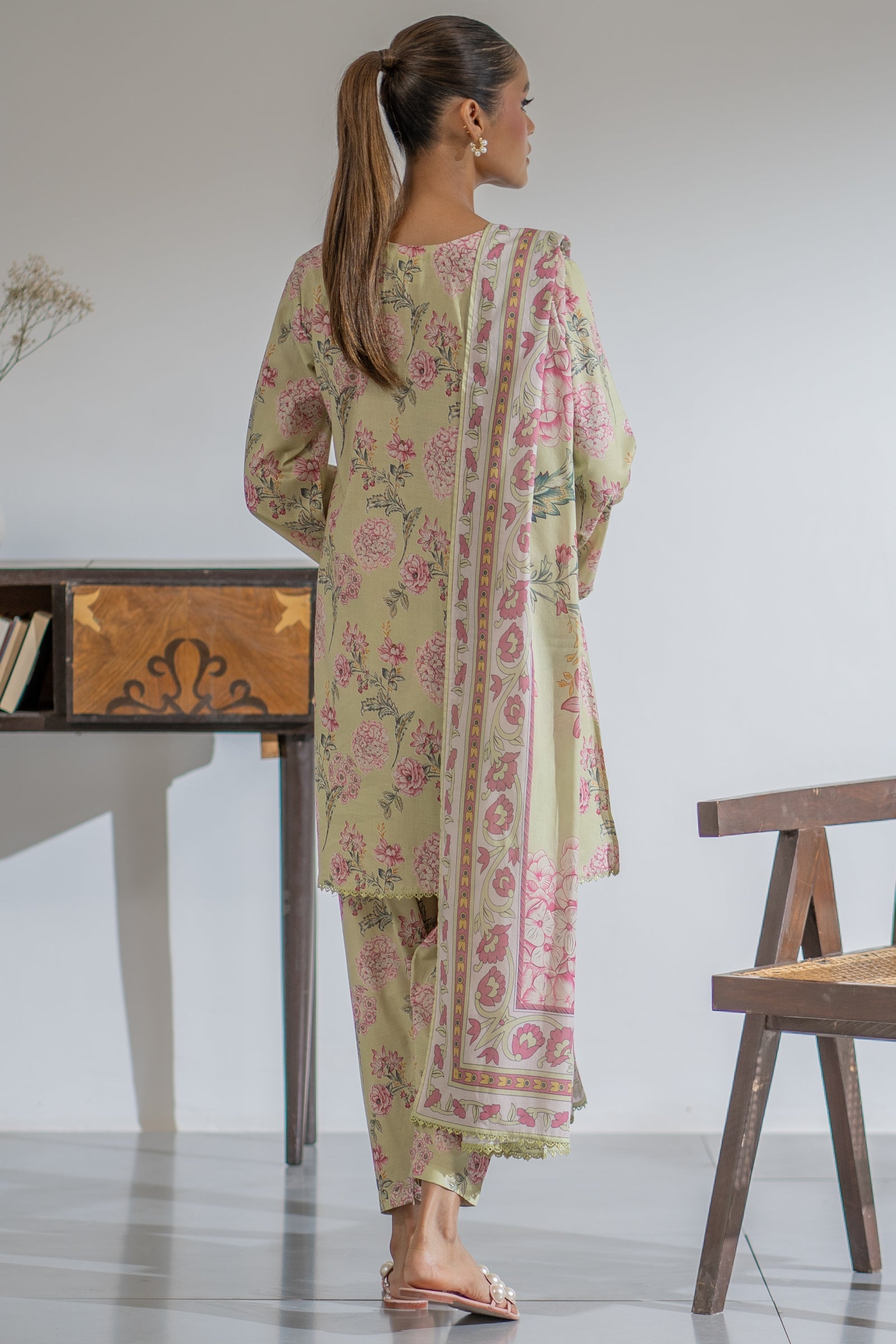 Ego Slide Away – 3PC Unstitched Lawn (Cream Rust)