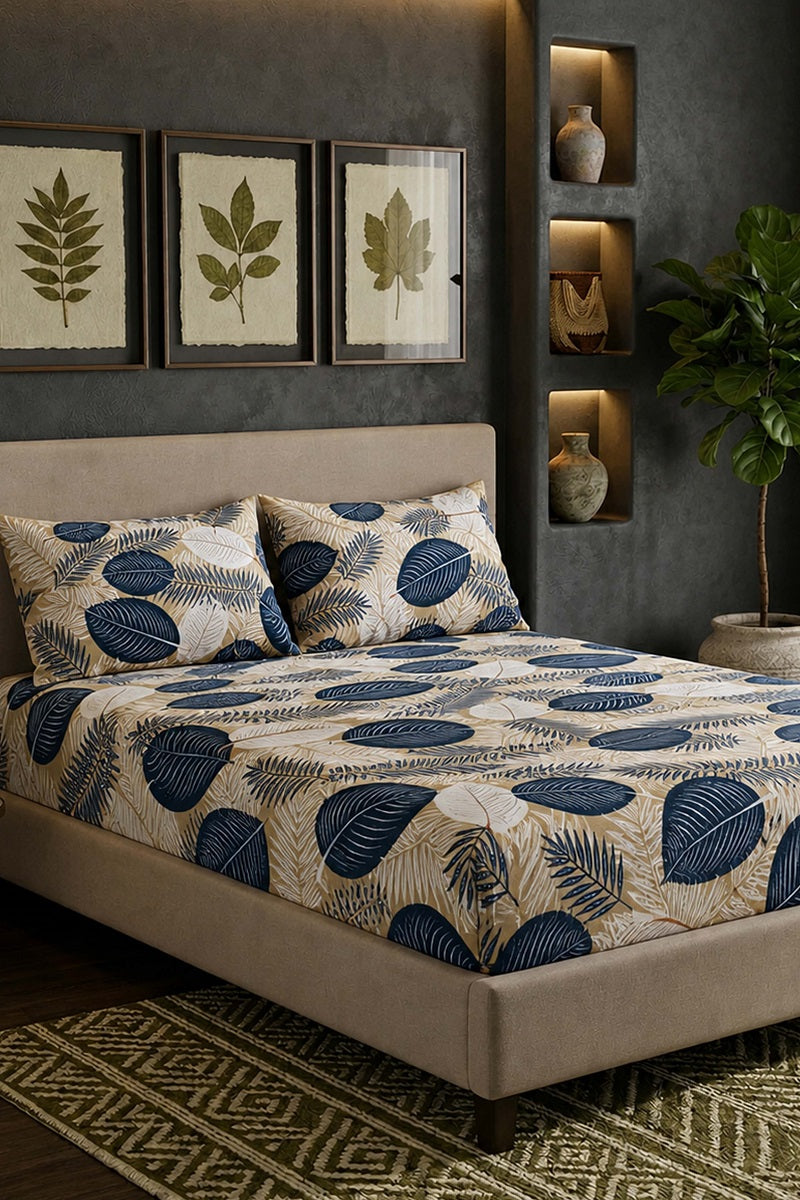King Size Fitted Bed Sheet Set By KBC (Blue)