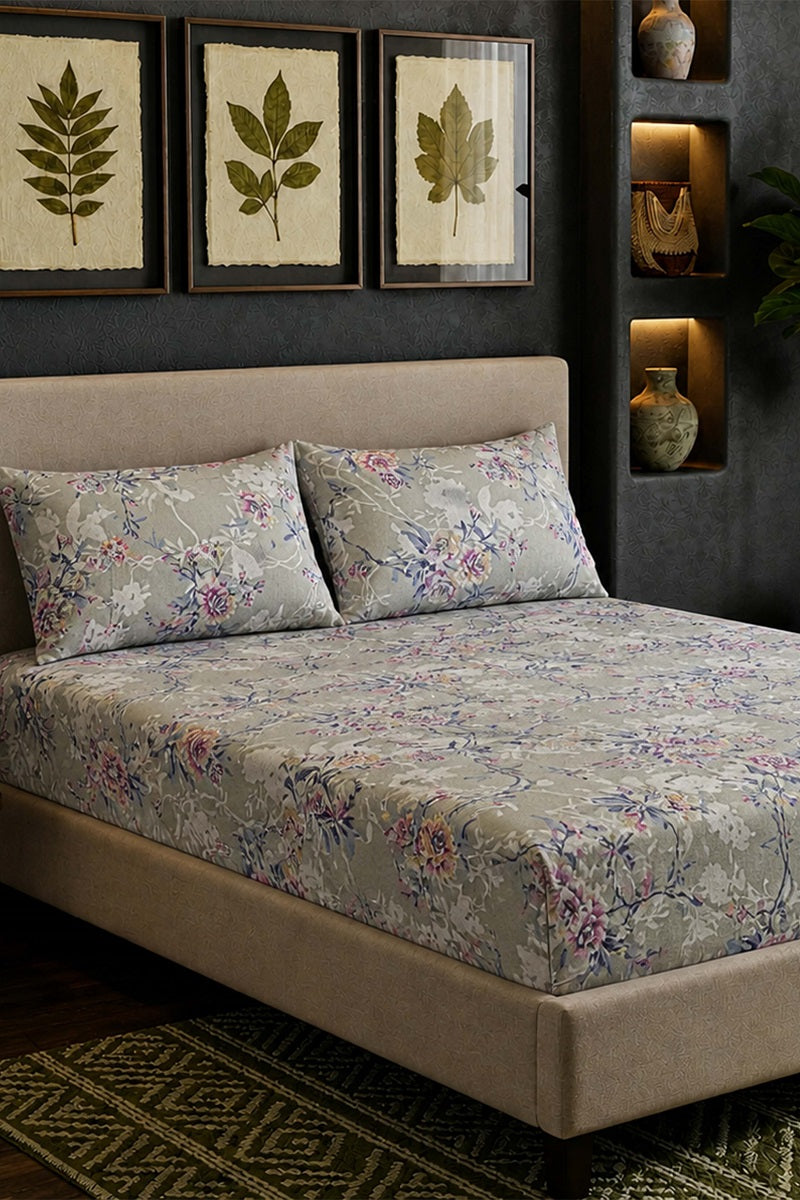 King Size Fitted Bed Sheet Set By KBC (Gray)