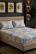 King Size Fitted Bed Sheet Set By KBC (White Floral)