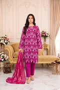 Zsh Stitched 3pc Printed Lawn Suit (Pink)