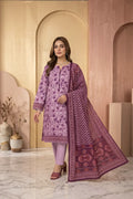 Zsh Stitched 3pc Printed Lawn Suit (Purple)