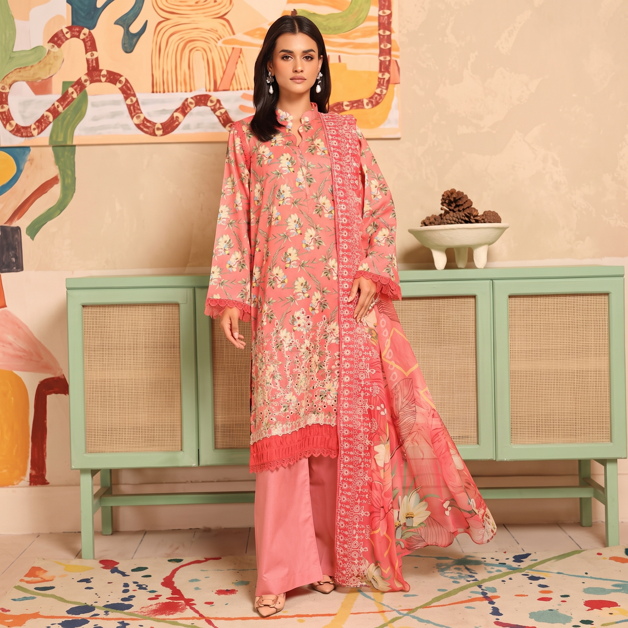 Aleeha by Johra  – Embroidered Chickenkari 3-Piece Suit
