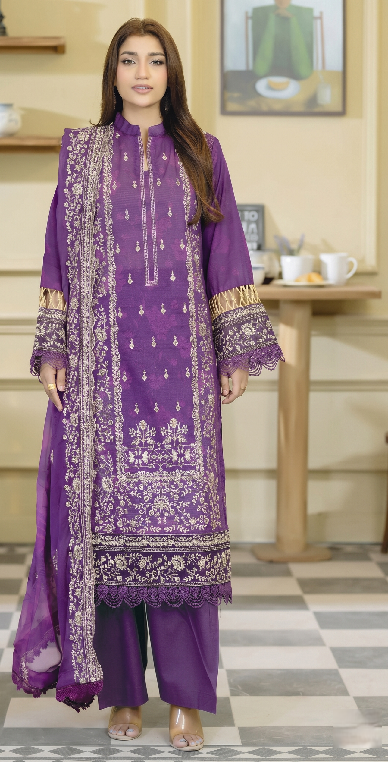Lala Zar By Johra Unstitch Embroidered-3PC-Lawn-Purpel
