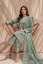 Kinza by Breeza Fashion - 3PC Unstitched Embroidered Lawn Suit (Pista)