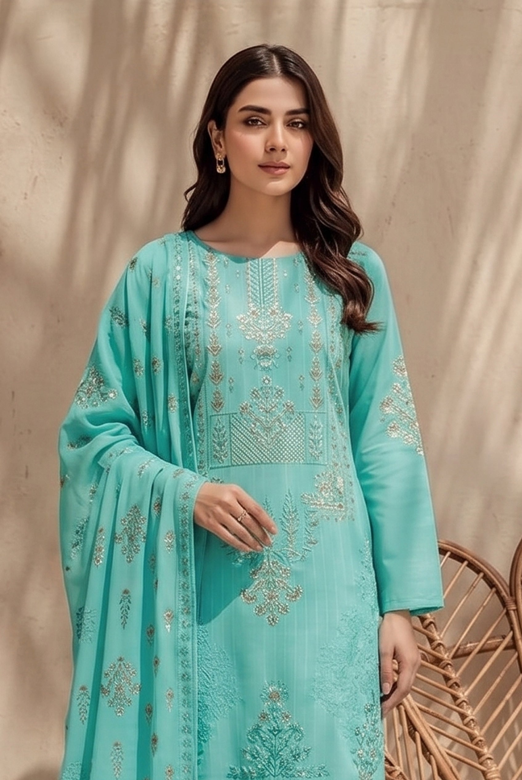 Jasmine by Breeza Fashion - 3PC Unstitched Embroidered Lawn Suit (Sage Green)