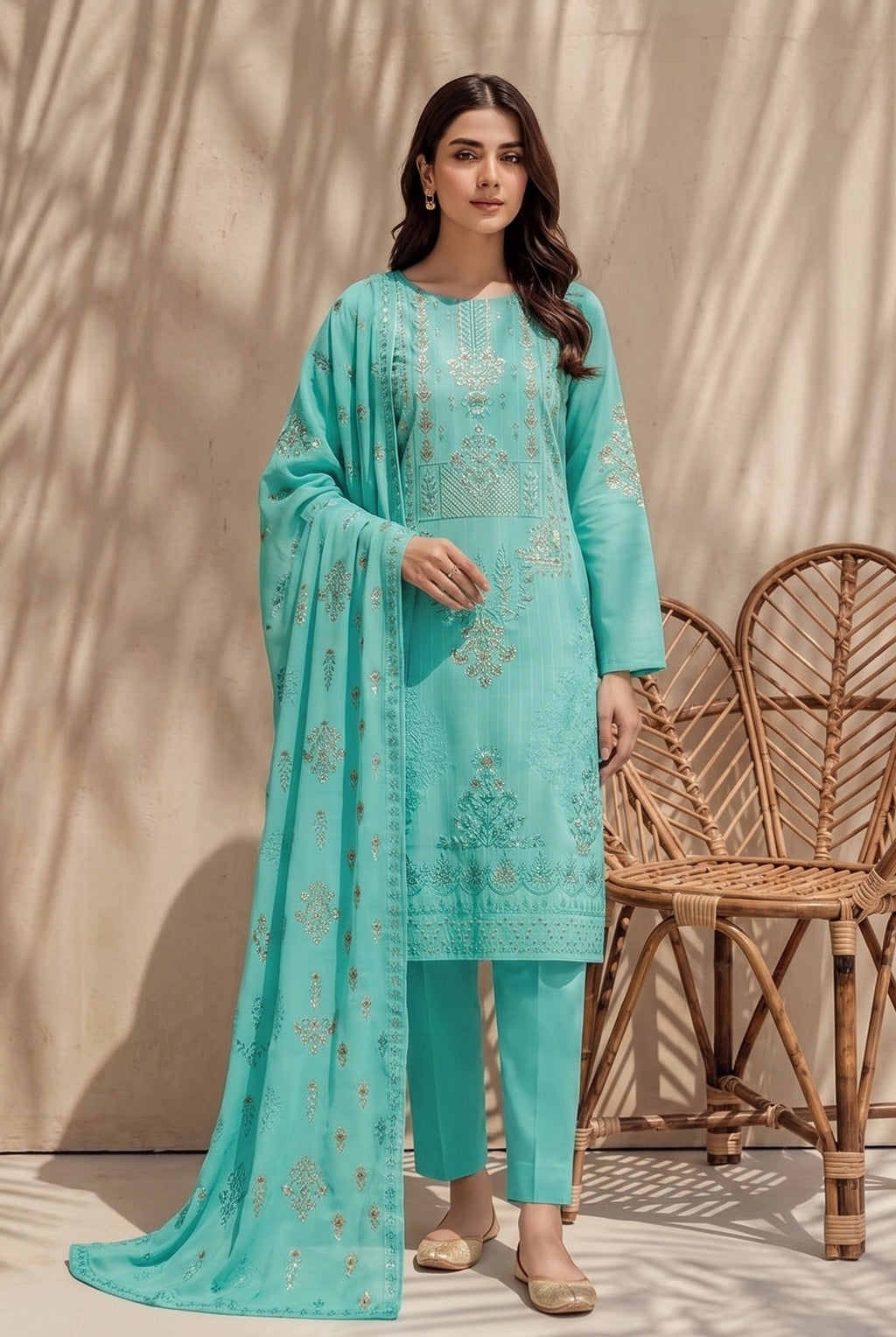 Jasmine by Breeza Fashion - 3PC Unstitched Embroidered Lawn Suit (Sage Green)