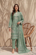 Kinza by Breeza Fashion - 3PC Unstitched Embroidered Lawn Suit (Pista)