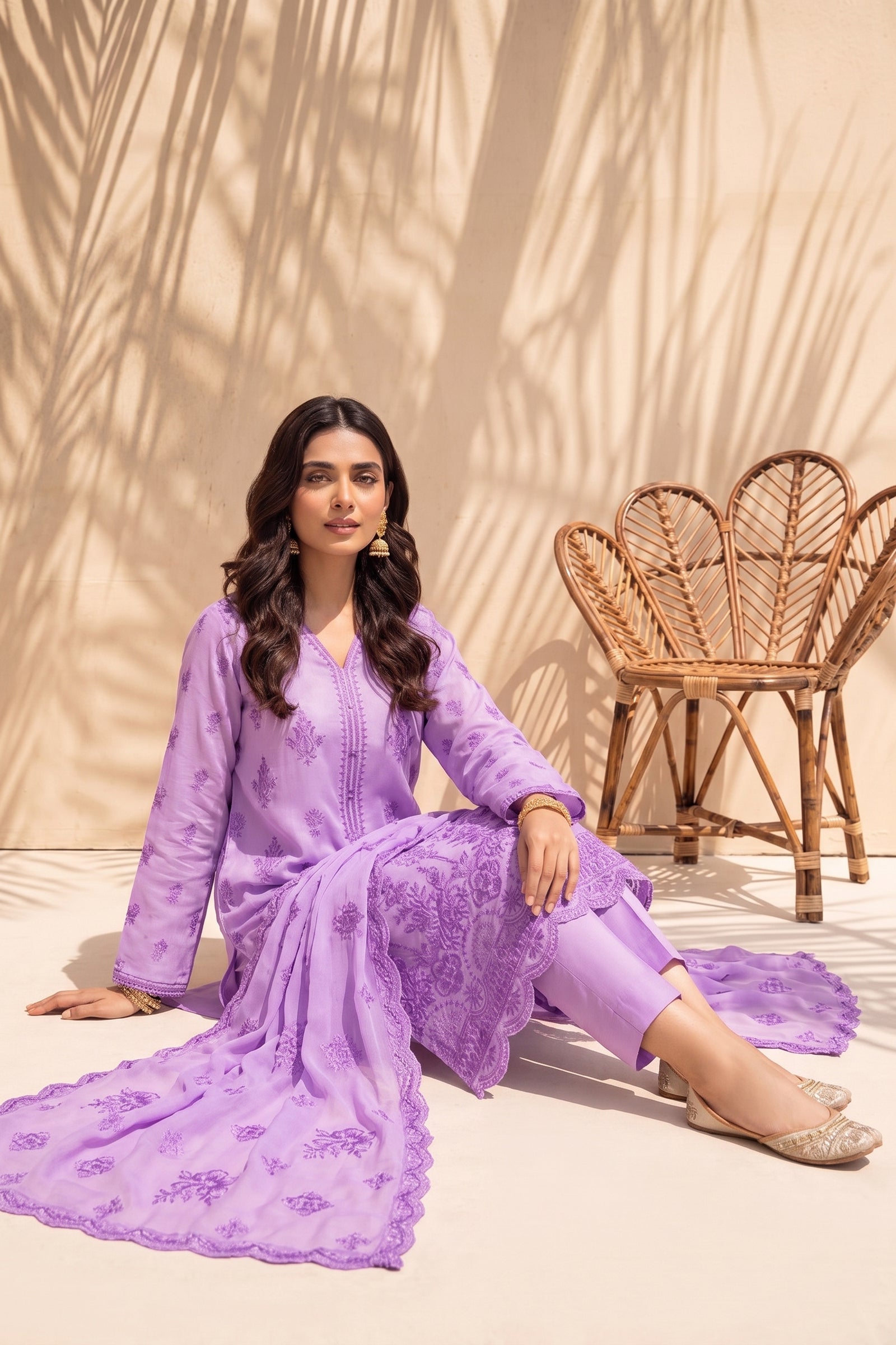 Halima by Breeza Fashion - 3PC Unstitched Embroidered Lawn Suit (Purple)
