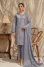 Kiran by Breeza Fashion - 3PC Unstitched Embroidered Lawn Suit (Gray)