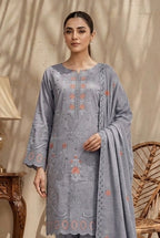 Kiran by Breeza Fashion - 3PC Unstitched Embroidered Lawn Suit (Gray)