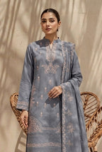 Kinza by Breeza Fashion - 3PC Unstitched Embroidered Lawn Suit (Gray)
