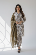Nishat Doriya Lawn – 3 Piece Stitched (Grey)