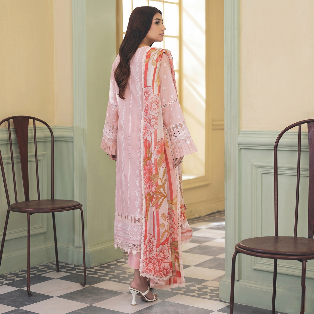 Dhagakari By Johra 3PC- Unstitch Embroidered Suit (Pink)