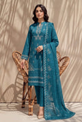 Kinza by Breeza Fashion - 3PC Unstitched Embroidered Lawn Suit (Teal Blue)