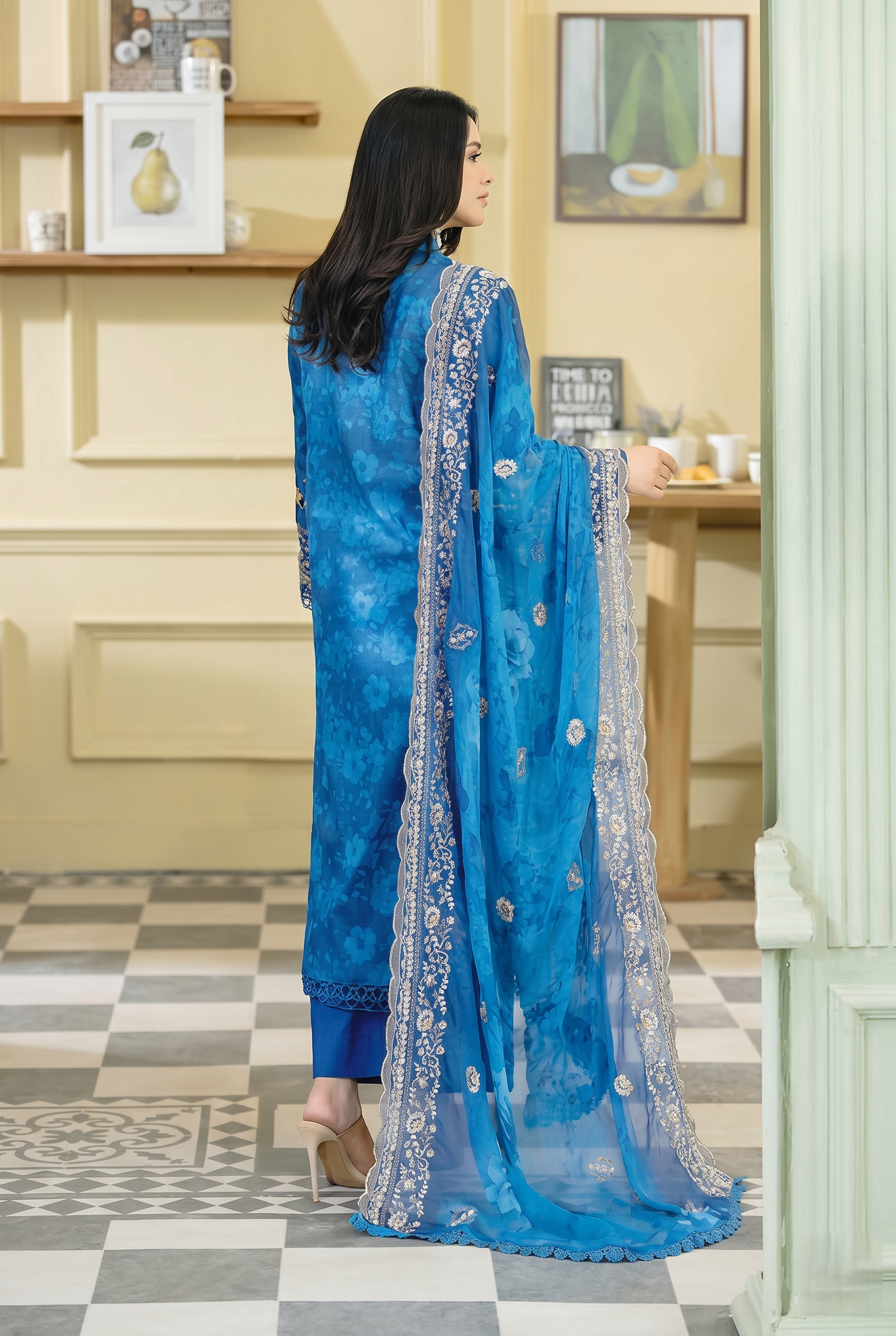 Lala Zar By Johra Unstitch Embroidered-3PC-Lawn-Blue