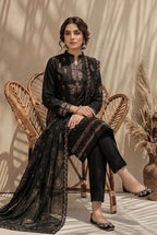 Kinza by Breeza Fashion - 3PC Unstitched Embroidered Lawn Suit (Black)