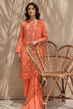 Jasmine by Breeza Fashion - 3PC Unstitched Embroidered Lawn Suit (Orange)