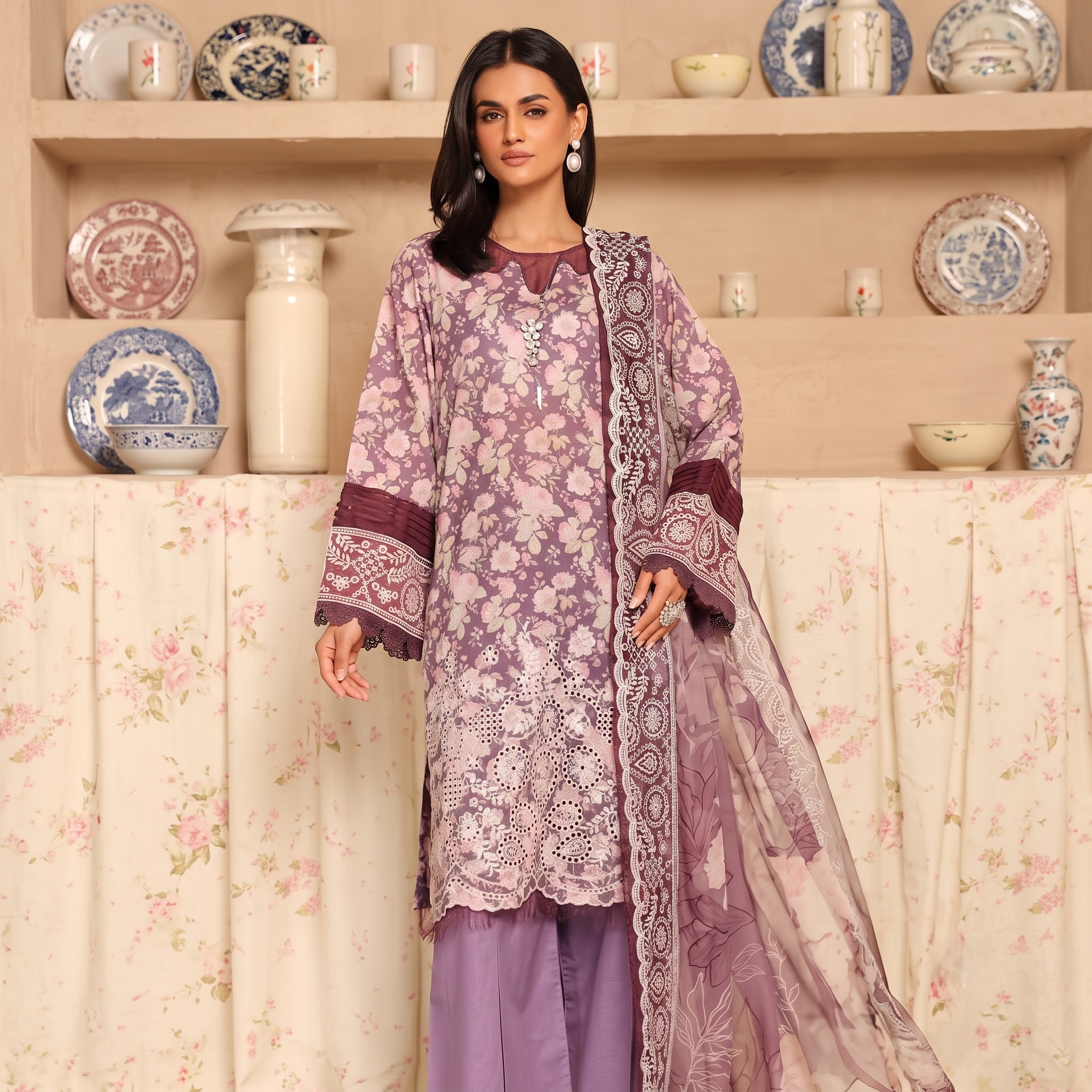 Aleeha by Johra  – Embroidered Chickenkari 3-Piece Suit