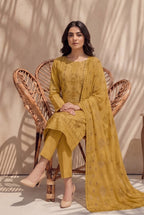 Jasmine by Breeza Fashion - 3PC Unstitched Embroidered Lawn Suit (Mustard)