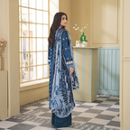 Dhagakari By Johra 3PC- Unstitch Embroidered Suit (Navy-Blue)