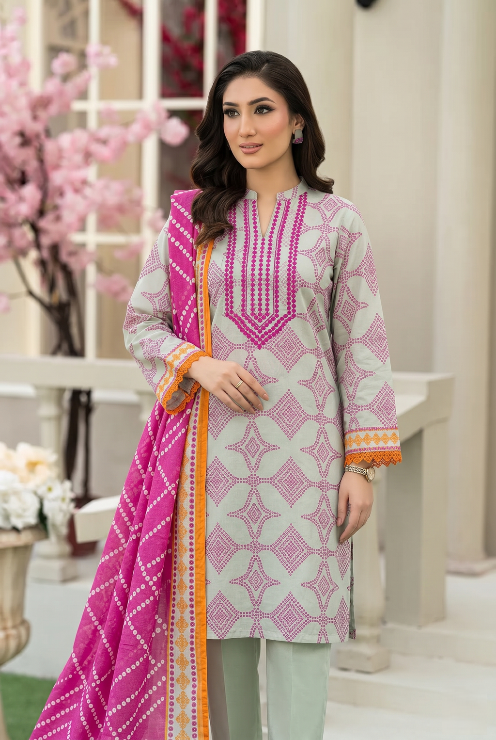 Alkaram Studio 3PC Stitched Embroidered Lawn Suit (Dusty Gray)