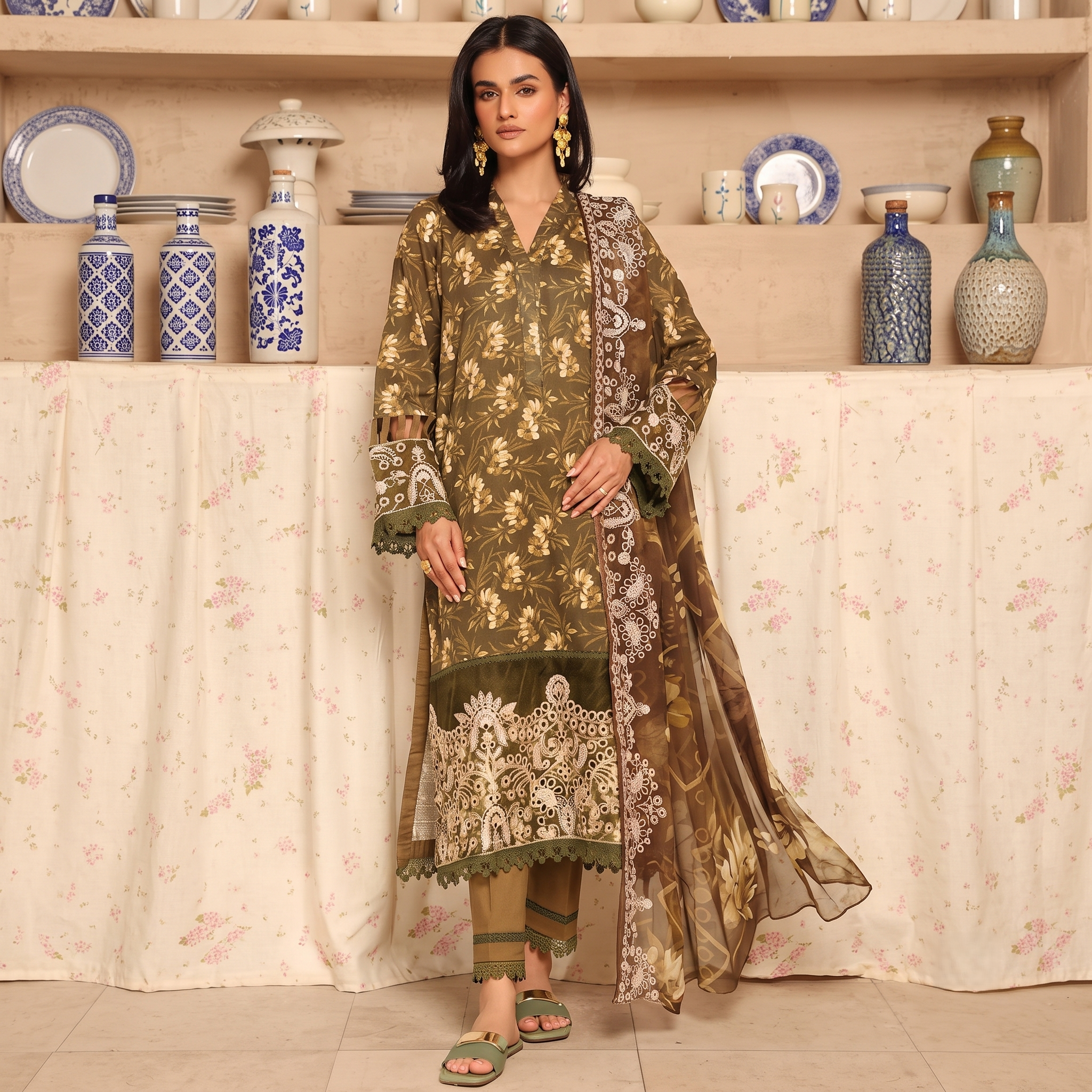 Aleeha by Johra  – Embroidered Chickenkari 3-Piece Suit