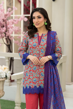 Alkaram Studio 3PC Stitched Embroidered Lawn Suit (Light maroon & Blue)