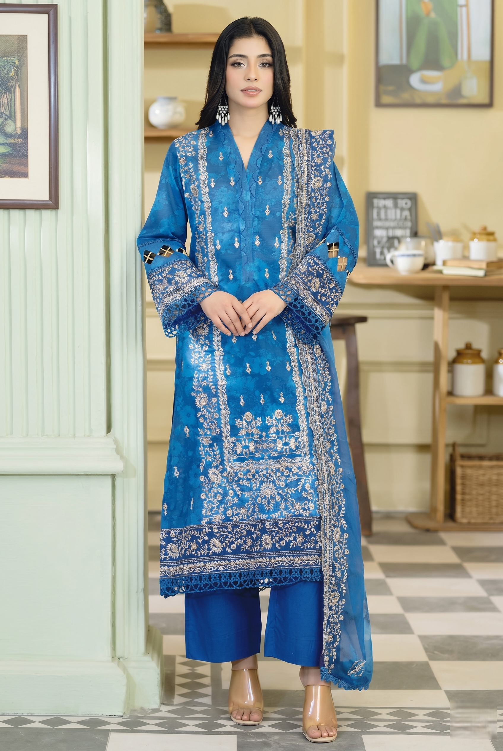 Lala Zar By Johra Unstitch Embroidered-3PC-Lawn-Blue
