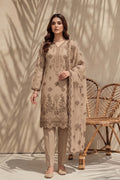 Halima by Breeza Fashion - 3PC Unstitched Embroidered Lawn Suit (Light Brown)